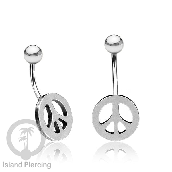 Anting Tindik Pusar Stainless Steel Navel Bar warna silver motif Peace, Spiral, Pentagram, Anarchy...