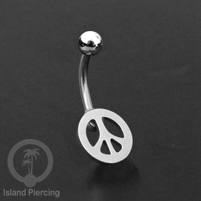 Anting Tindik Pusar Stainless Steel Navel Bar warna silver motif Peace, Spiral, Pentagram, Anarchy...
