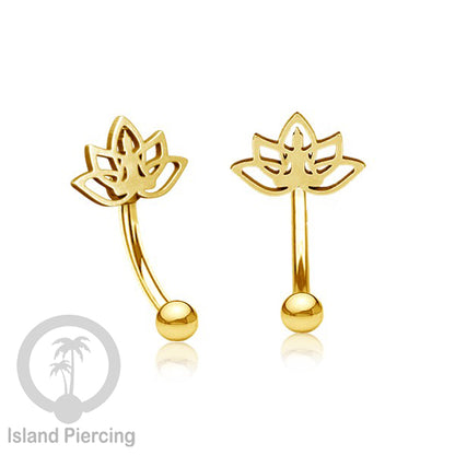 Anting Tindik Pusar Stainless Steel Navel Bar warna silver motif Buddha, Lotus, Kupu Kupu, Bunga...