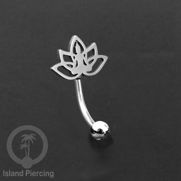 Anting Tindik Pusar Stainless Steel Navel Bar warna silver motif Buddha, Lotus, Kupu Kupu, Bunga...