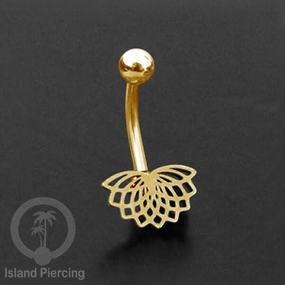 Anting Tindik Pusar Stainless Steel Navel Bar warna gold motif Mandala, Tree of Life, Flower of Life...