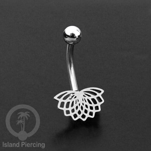Anting Tindik Pusar Stainless Steel Navel Bar warna silver motif Mandala, Tree of Life, Flower of Life...