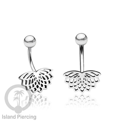 Anting Tindik Pusar Stainless Steel Navel Bar warna silver motif Mandala, Tree of Life, Flower of Life...