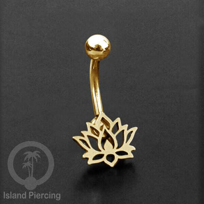 Anting Tindik Pusar Stainless Steel Navel Bar warna silver motif Buddha, Lotus, Kupu Kupu, Bunga...
