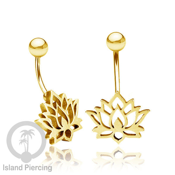 Anting Tindik Pusar Stainless Steel Navel Bar warna silver motif Buddha, Lotus, Kupu Kupu, Bunga...