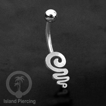 Anting Tindik Pusar Stainless Steel Navel Bar warna silver motif Peace, Spiral, Pentagram, Anarchy...