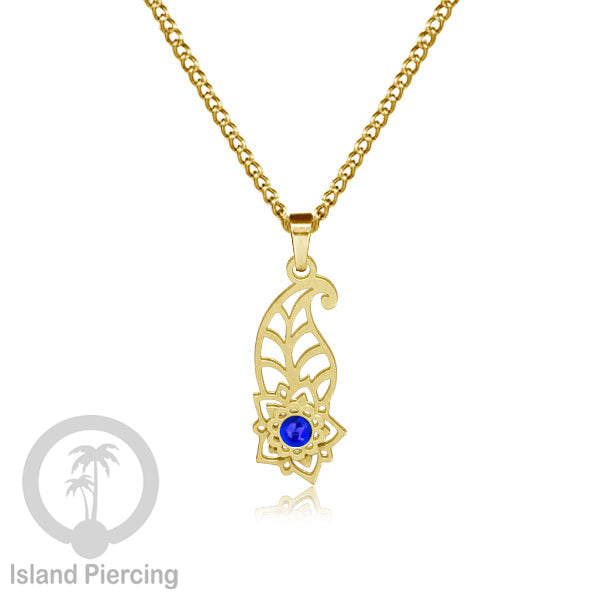 Kalung Stainless Liontin warna Gold kecil motif Bunga dengan Resin. Steel Necklacel with Epoxy