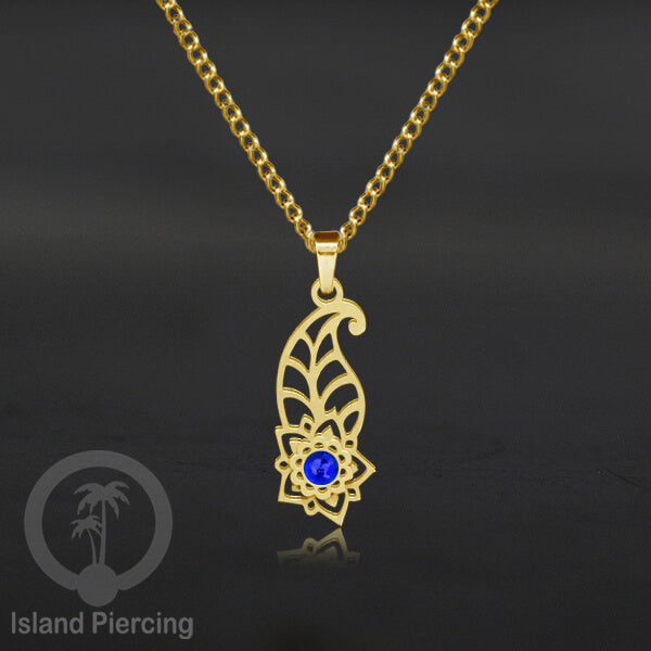 Kalung Stainless Liontin warna Gold kecil motif Bunga dengan Resin. Steel Necklacel with Epoxy