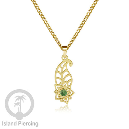 Kalung Stainless Liontin warna Gold kecil motif Bunga dengan Resin. Steel Necklacel with Epoxy