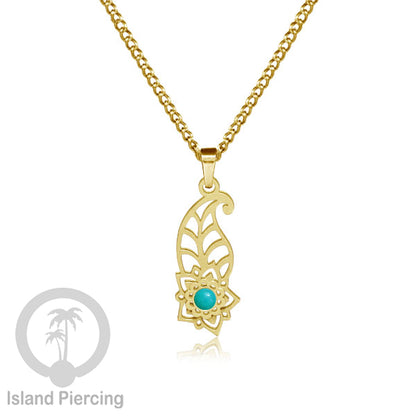Kalung Stainless Liontin warna Gold kecil motif Bunga dengan Resin. Steel Necklacel with Epoxy