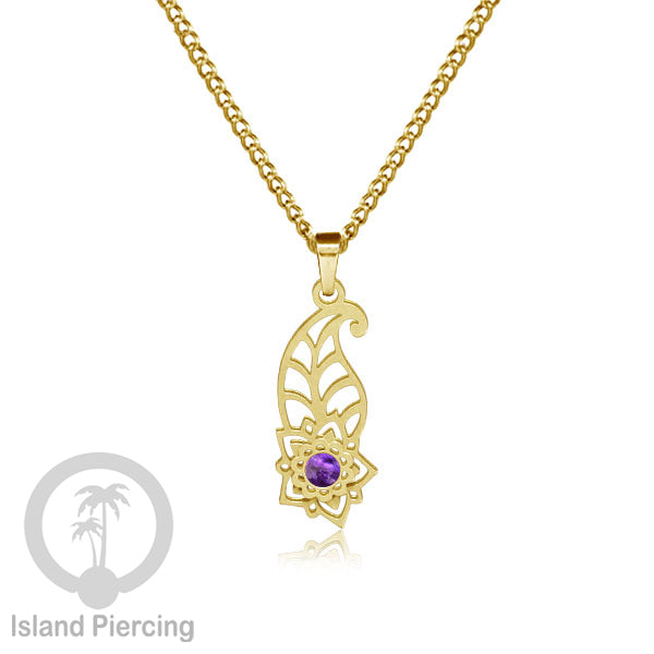 Kalung Stainless Liontin warna Gold kecil motif Bunga dengan Resin. Steel Necklacel with Epoxy