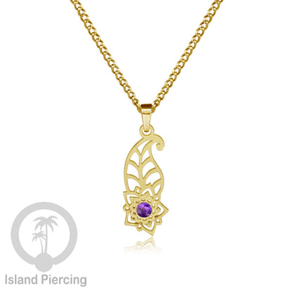 Kalung Stainless Liontin warna Gold kecil motif Bunga dengan Resin. Steel Necklacel with Epoxy