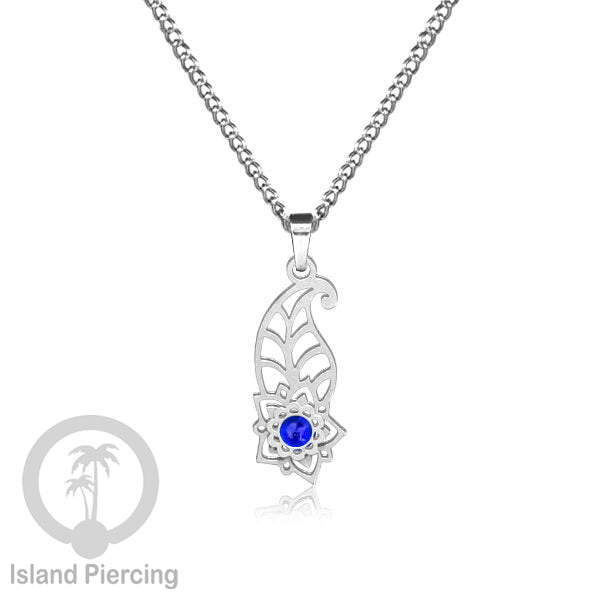 Kalung Stainless Liontin warna silver kecil motif Bunga dengan Resin. Steel Necklacel with Epoxy