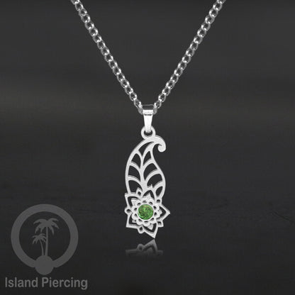 Kalung Stainless Liontin warna silver kecil motif Bunga dengan Resin. Steel Necklacel with Epoxy