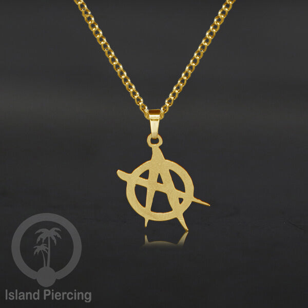 Steel Chain Necklace, kalung stainless Liontin warna Gold. Peace, Anarchy, Spiral, Gecko...