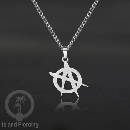 Steel Chain Necklace, kalung stainless Liontin warna Silver. Peace, Anarchy, Spiral, Gecko...