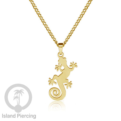 Steel Chain Necklace, kalung stainless Liontin warna Gold. Peace, Anarchy, Spiral, Gecko...