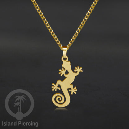 Steel Chain Necklace, kalung stainless Liontin warna Gold. Peace, Anarchy, Spiral, Gecko...