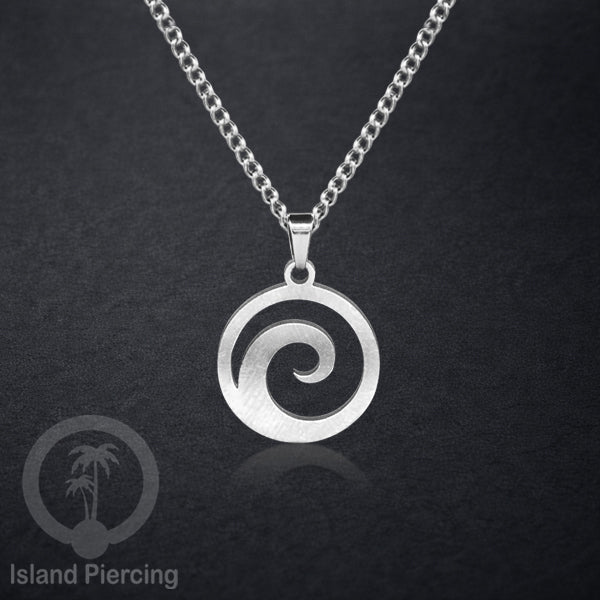 Kalung Stainless dengan Liontin kecil warna Silver inspirasi Laut. Lumba2, Kura2, Surfer, Ombak..