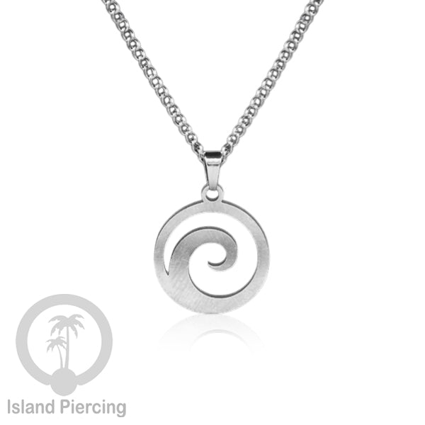 Kalung Stainless dengan Liontin kecil warna Silver inspirasi Laut. Lumba2, Kura2, Surfer, Ombak..