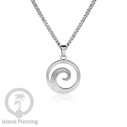 Kalung Stainless dengan Liontin kecil warna Silver inspirasi Laut. Lumba2, Kura2, Surfer, Ombak..