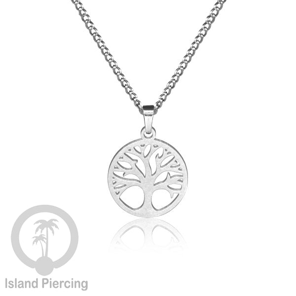 Kalung Liontin Stainless warna silver desain Tree of Life, Hamsa, Salip, Jamur...