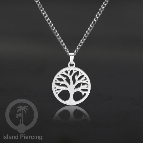 Kalung Liontin Stainless warna silver desain Tree of Life, Hamsa, Salip, Jamur...