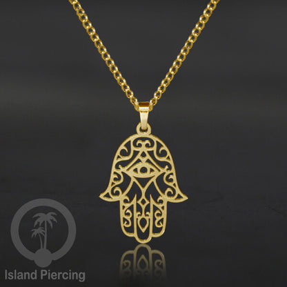 Kalung Liontin Stainless warna silver desain Tree of Life, Hamsa, Salip, Jamur...
