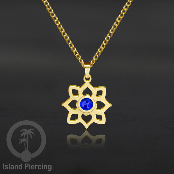 Perhiasan Kalung Stainless warna Gold dengan Liontin kecil Resin, Steel Necklace/Pendant