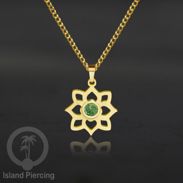 Perhiasan Kalung Stainless warna Gold dengan Liontin kecil Resin, Steel Necklace/Pendant