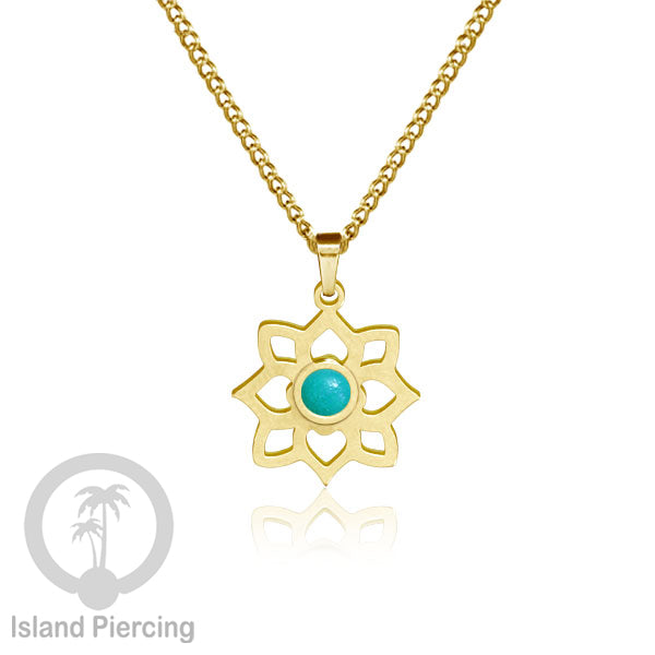 Perhiasan Kalung Stainless warna Gold dengan Liontin kecil Resin, Steel Necklace/Pendant