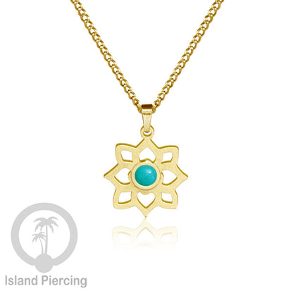 Perhiasan Kalung Stainless warna Gold dengan Liontin kecil Resin, Steel Necklace/Pendant