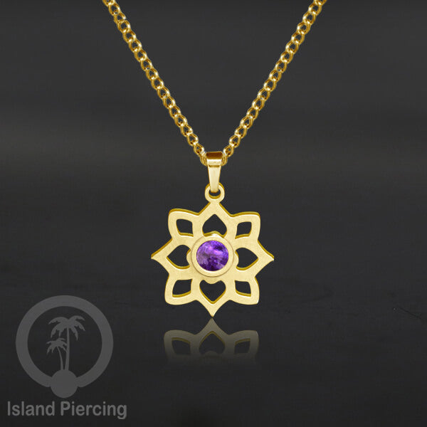 Perhiasan Kalung Stainless warna Gold dengan Liontin kecil Resin, Steel Necklace/Pendant