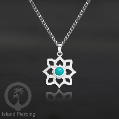 Perhiasan Kalung Stainless warna Silver dengan Liontin kecil Resin, Steel Necklace/Pendant