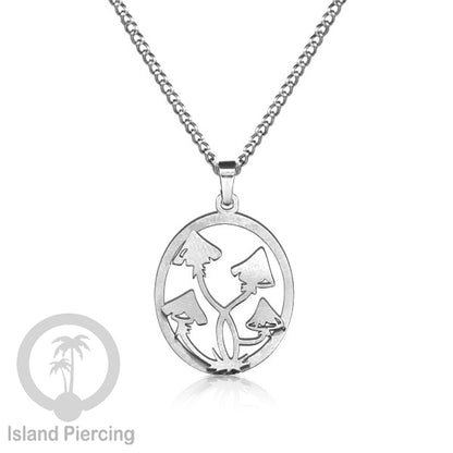 Kalung Liontin Stainless warna silver desain Tree of Life, Hamsa, Salip, Jamur...
