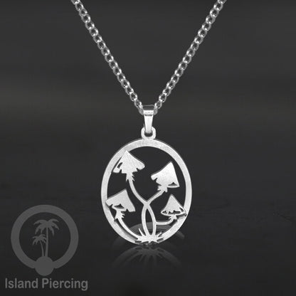 Kalung Liontin Stainless warna silver desain Tree of Life, Hamsa, Salip, Jamur...