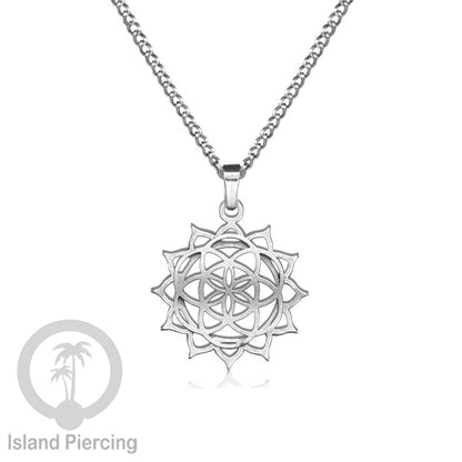 Kalung Liontin kecil Stainless warna Silver motif buddha, Flower of life, Bintang. Steel Necklaces