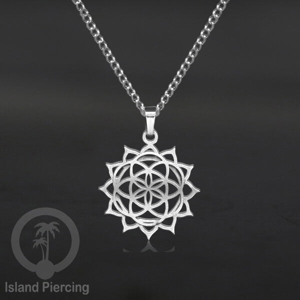 Kalung Liontin kecil Stainless warna Silver motif buddha, Flower of life, Bintang. Steel Necklaces