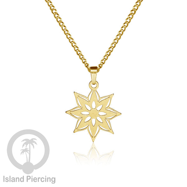 Kalung Liontin kecil Stainless warna Gold motif buddha, Flower of life, Bintang. Steel Necklaces