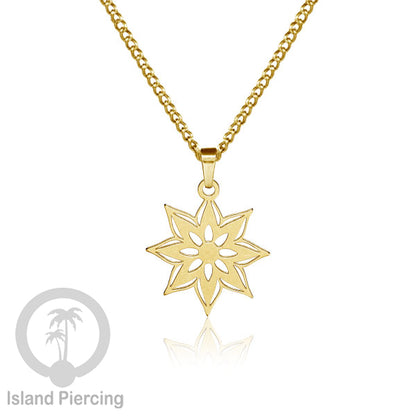 Kalung Liontin kecil Stainless warna Gold motif buddha, Flower of life, Bintang. Steel Necklaces