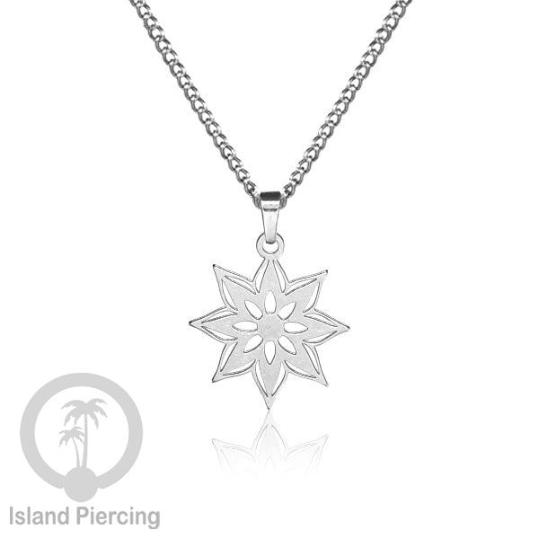 Kalung Liontin kecil Stainless warna Silver motif buddha, Flower of life, Bintang. Steel Necklaces