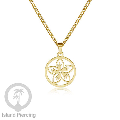 Kalung Liontin kecil Stainless warna Gold motif buddha, Flower of life, Bintang. Steel Necklaces