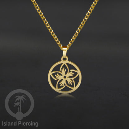 Kalung Liontin kecil Stainless warna Gold motif buddha, Flower of life, Bintang. Steel Necklaces