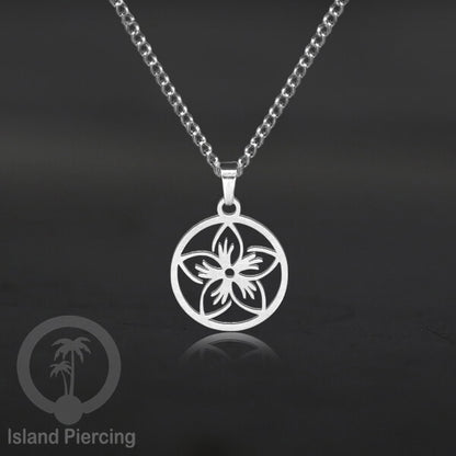 Kalung Liontin kecil Stainless warna Silver motif buddha, Flower of life, Bintang. Steel Necklaces