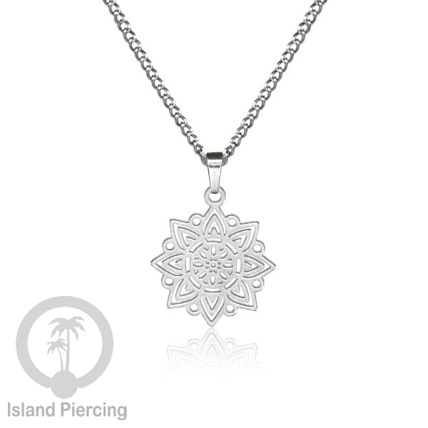 Kalung Liontin kecil Stainless warna Silver motif buddha, Flower of life, Bintang. Steel Necklaces