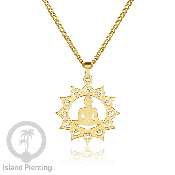 Kalung Liontin kecil Stainless warna Gold motif buddha, Flower of life, Bintang. Steel Necklaces