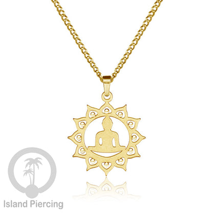 Kalung Liontin kecil Stainless warna Gold motif buddha, Flower of life, Bintang. Steel Necklaces