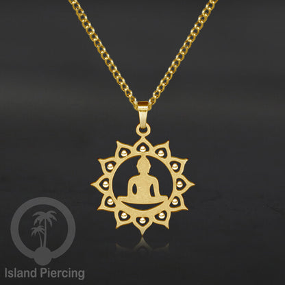 Kalung Liontin kecil Stainless warna Gold motif buddha, Flower of life, Bintang. Steel Necklaces