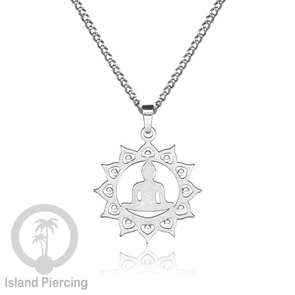 Kalung Liontin kecil Stainless warna Silver motif buddha, Flower of life, Bintang. Steel Necklaces