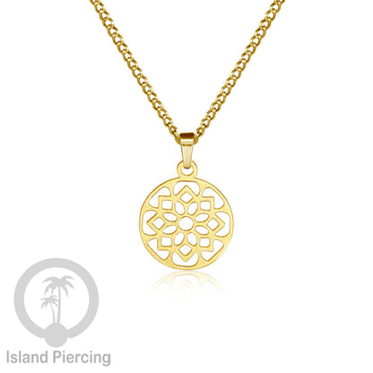 Kalung Liontin manis Stainless warna Gold, motif Mandala, Naga, Hati, Ohm, Kucing, Pentagram, Steel Necklace Charm